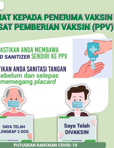 Nasihat Kepada Penerima Vaksin Di Pusat Pemberian Vaksin (PPV)